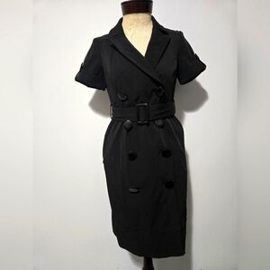 INC INTERNATIONAL CONCEPTS Black Double-Breasted Women's Jacket Trench Dress. 4P